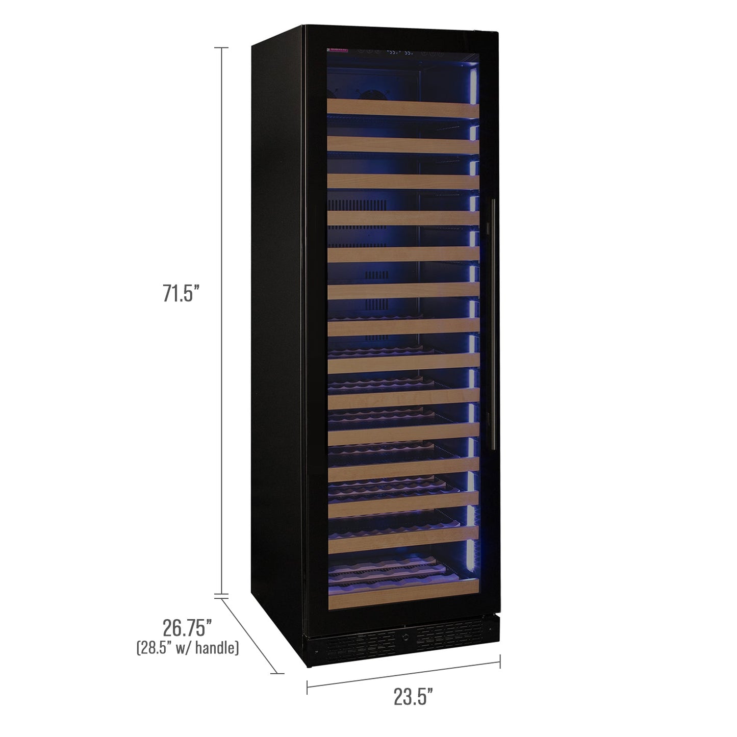 Allavino Reserva Series 163 Bottle 71" Tall Single Zone Left Hinge Black Glass Door Wine Refrigerator