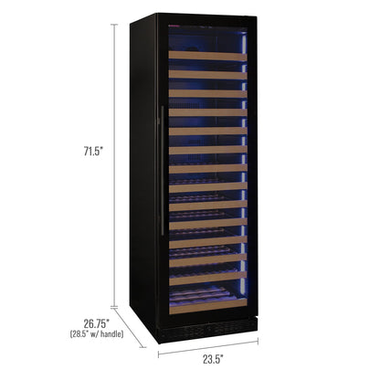 Allavino VSW16371S-1SL  Reserva Series 163 Bottle 71" Tall Single Zone Right Hinge Black Glass Door Wine Refrigerator