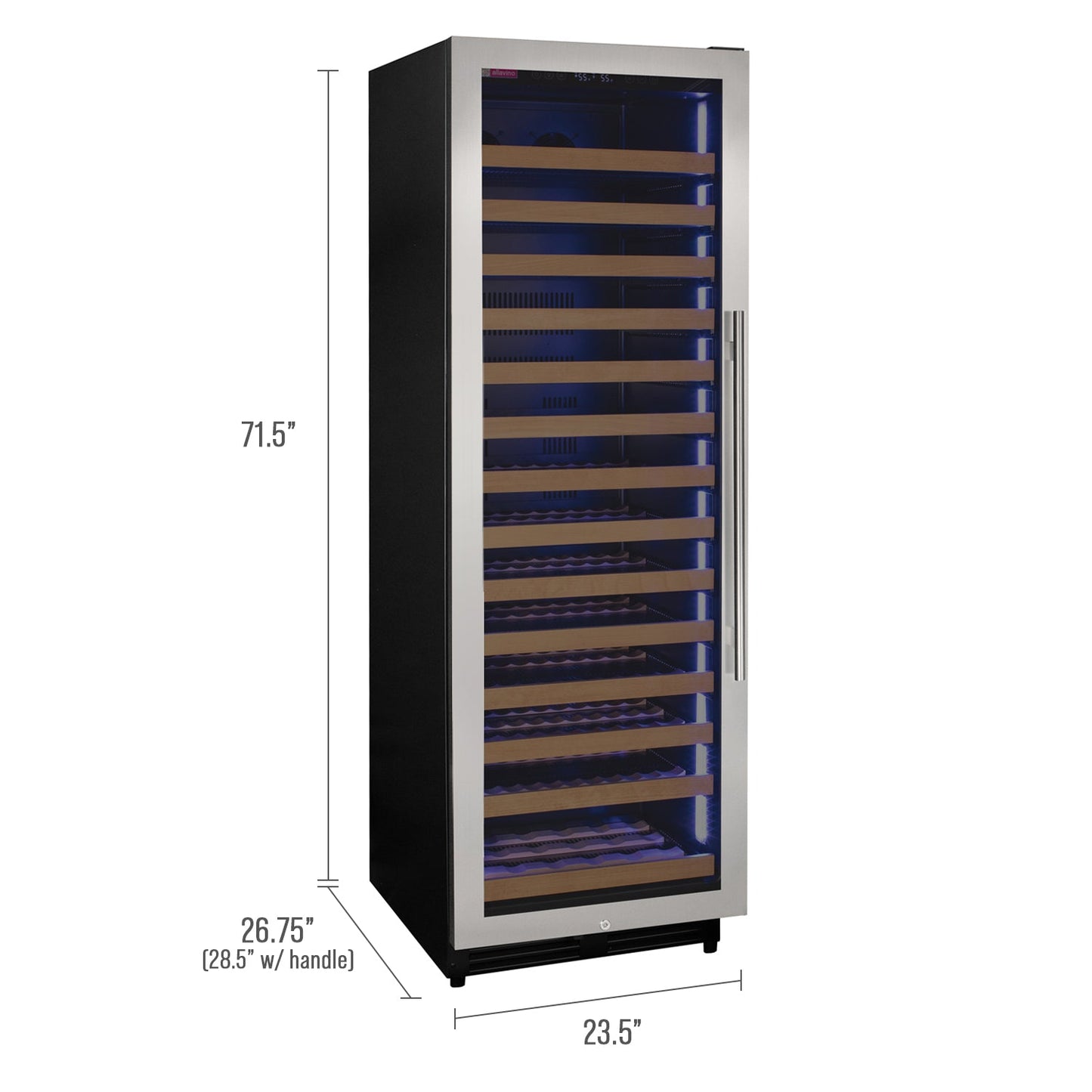 Allavino Reserva Series 163 Bottle 71" Tall Single Zone Left Hinge Stainless Steel Wine Refrigerator