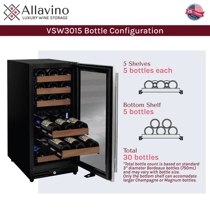 Allavino 15" Wide Reserva Series 30 Bottle Wine Refrigerator