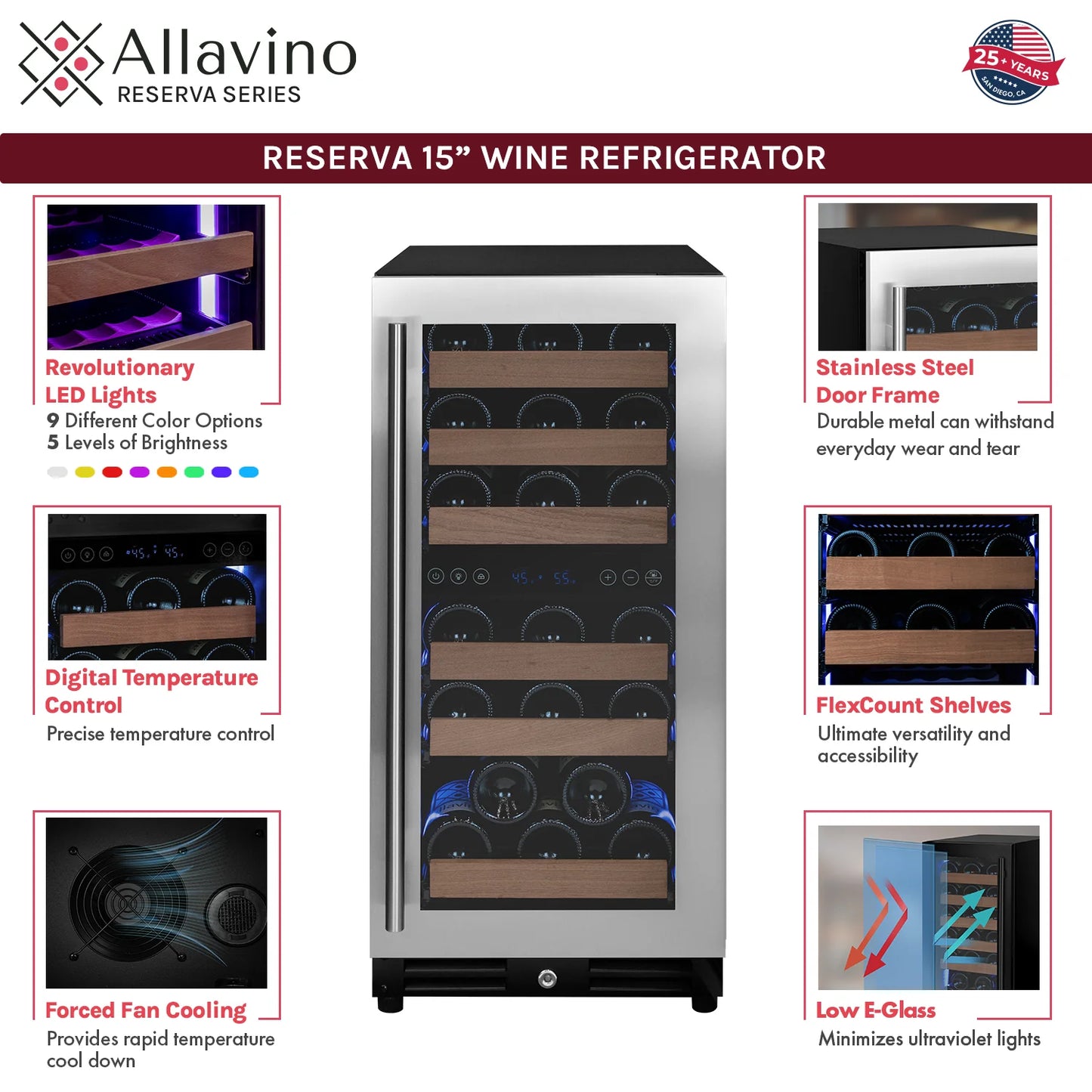 Allavino 15" Wide Reserva Series 30 Bottle Wine Refrigerator