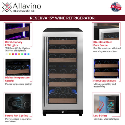 Allavino 15" Wide Reserva Series 30 Bottle Wine Refrigerator