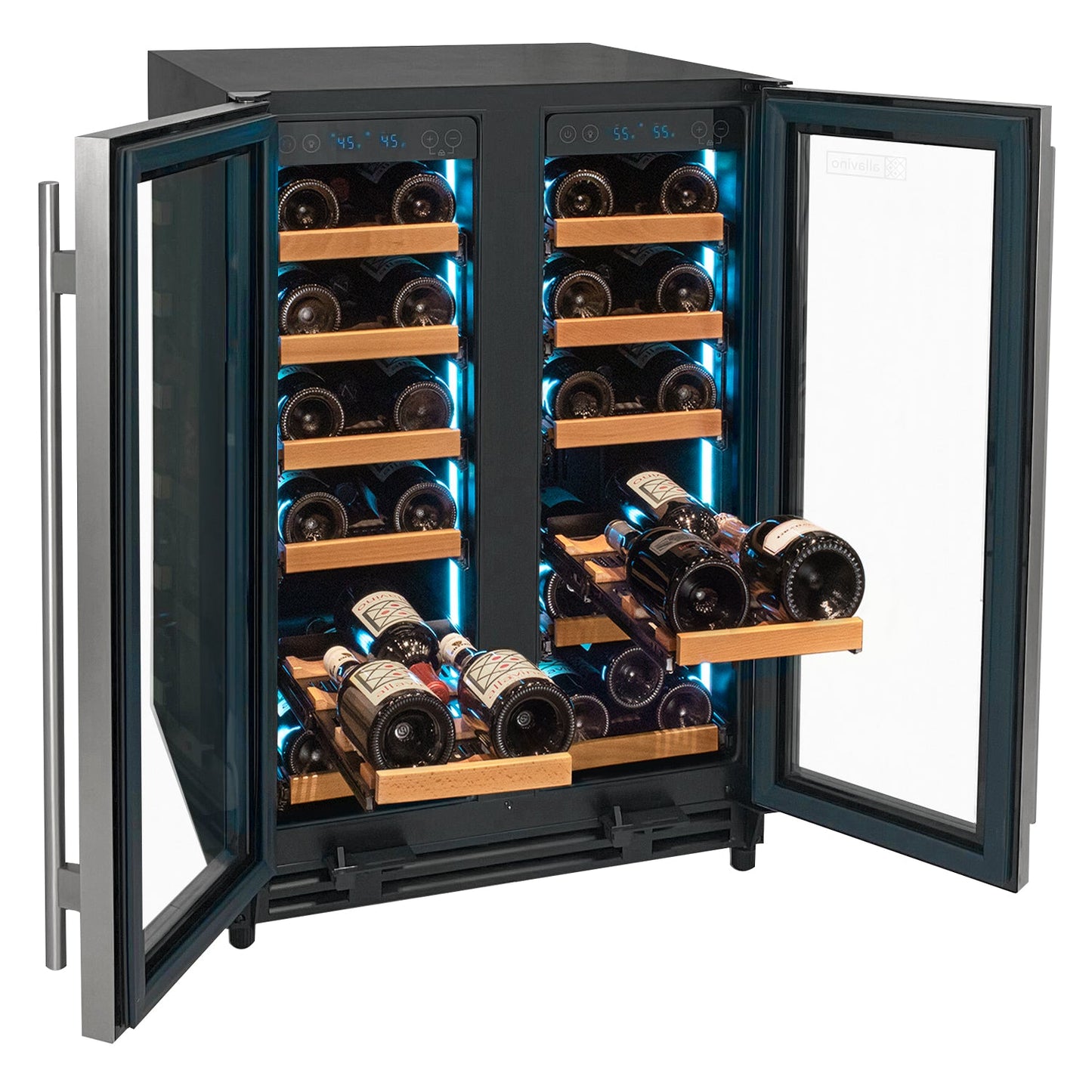 Allavino Reserva Series 36 Bottle Dual Zone Wine Refrigerator with Stainless Steel French Doors