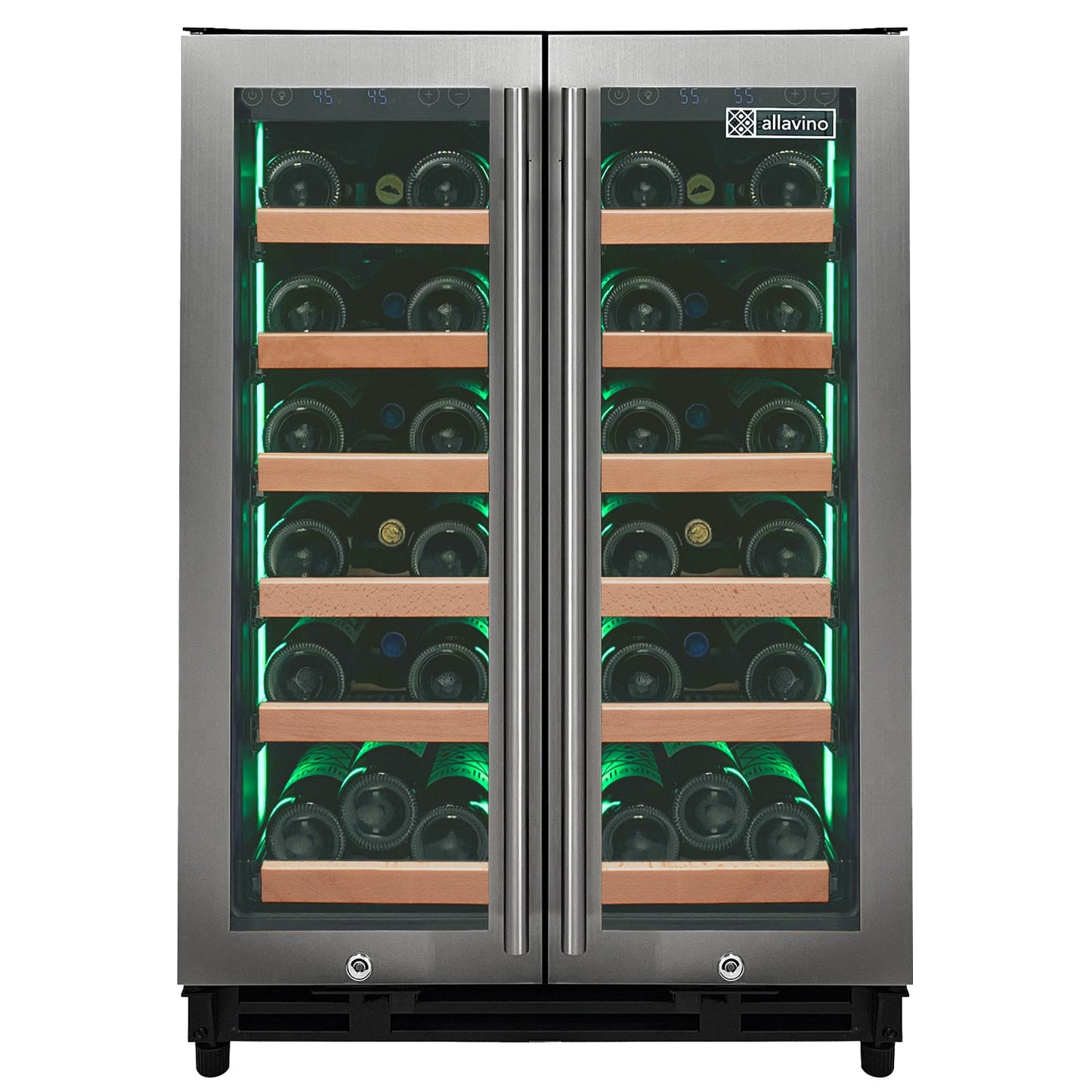 Allavino Reserva Series 36 Bottle Dual Zone Wine Refrigerator with Stainless Steel French Doors