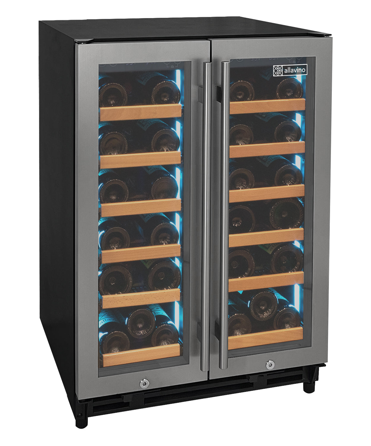 Allavino Reserva Series 36 Bottle Dual Zone Wine Refrigerator with Stainless Steel French Doors