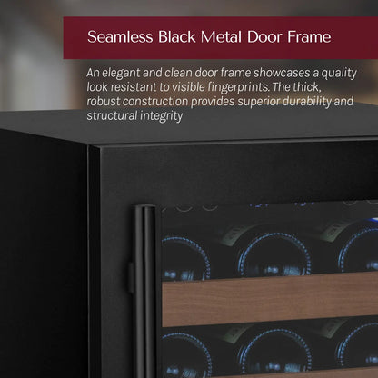 Allavino Reserva Series 102 Bottle Four Zone Built-in Luxury Wine Refrigerator with Black Metal Doors - Side-by-Side