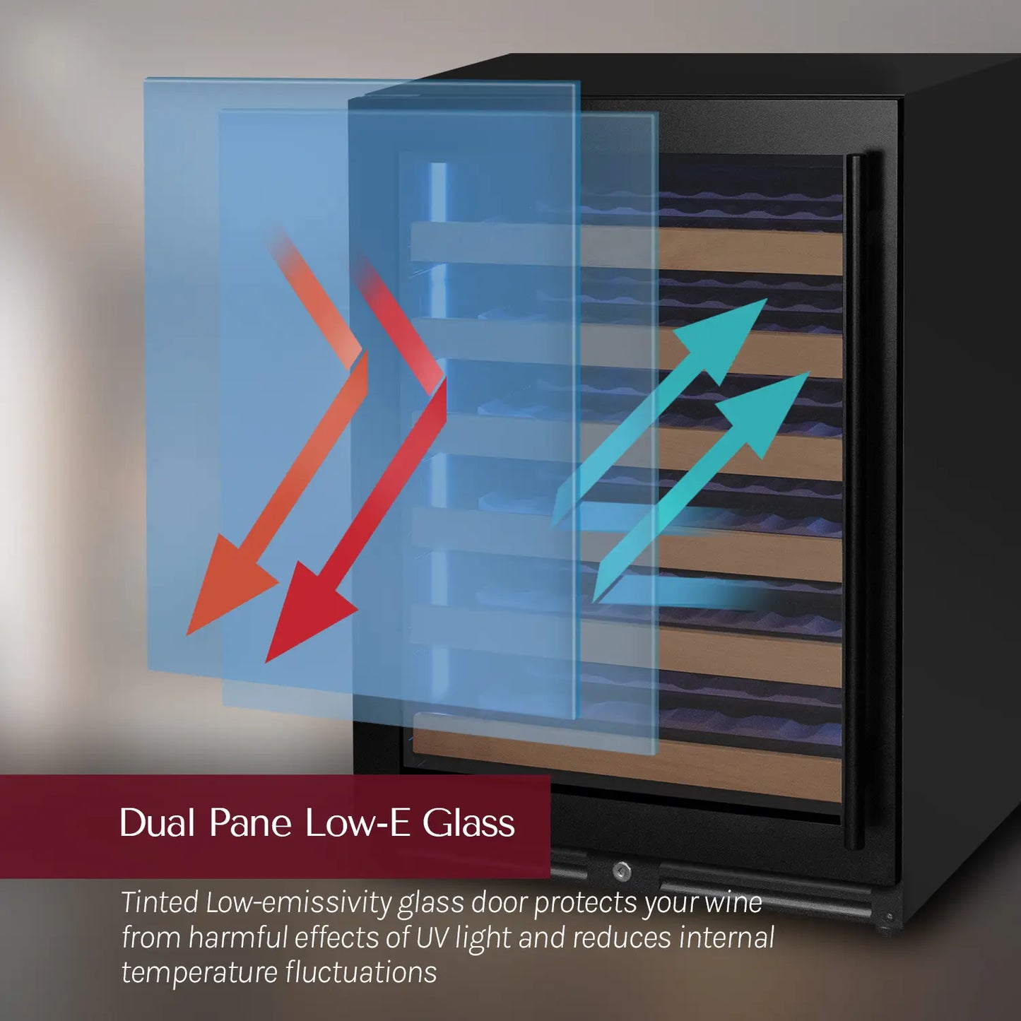 Allavino Reserva Series 102 Bottle Four Zone Built-in Luxury Wine Refrigerator with Black Metal Doors - Side-by-Side