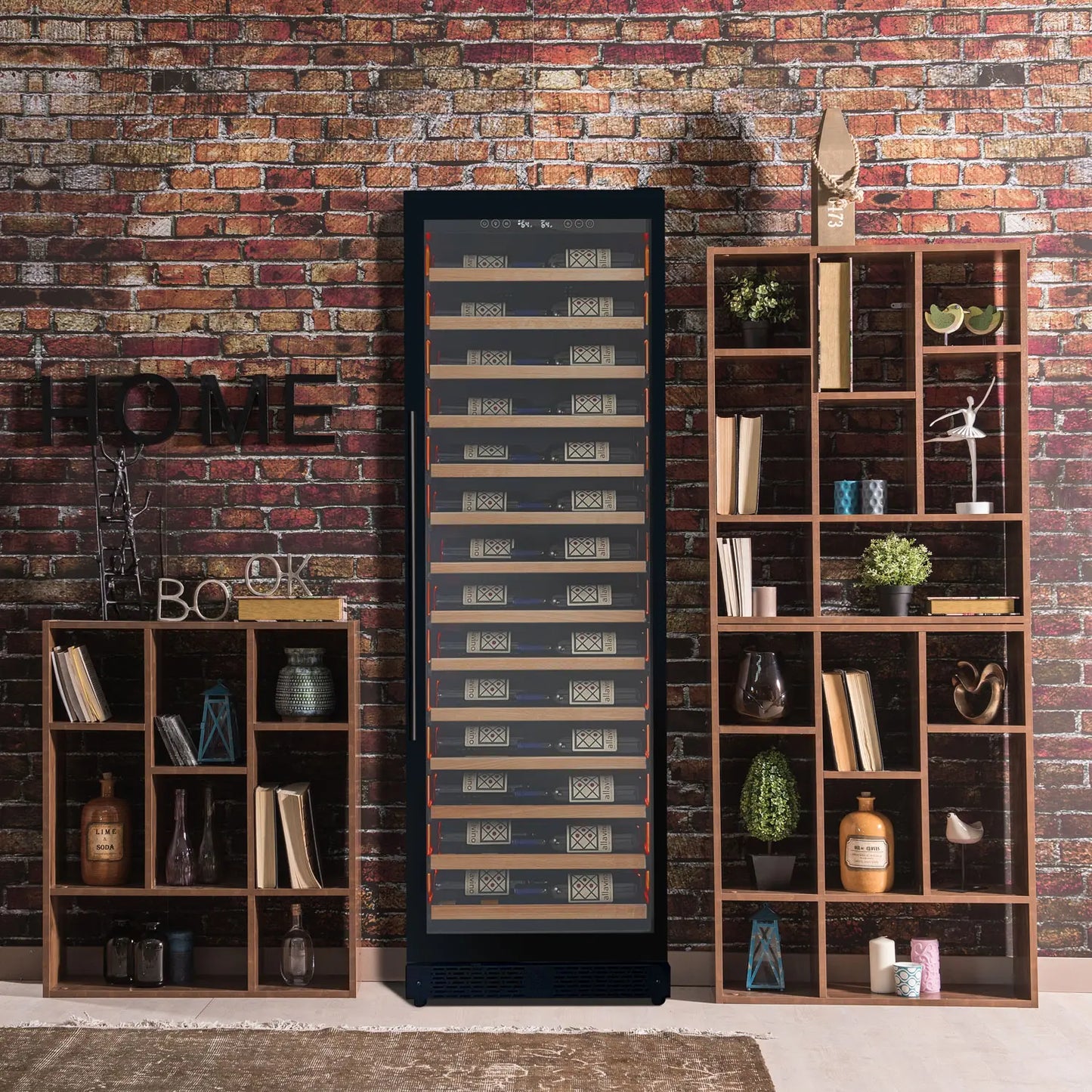 Allavino Reserva Series 67 Bottle 71" Tall Single Zone Right Hinge Panel Ready Overlay Shallow Wine Refrigerator with Wood Front Shelves