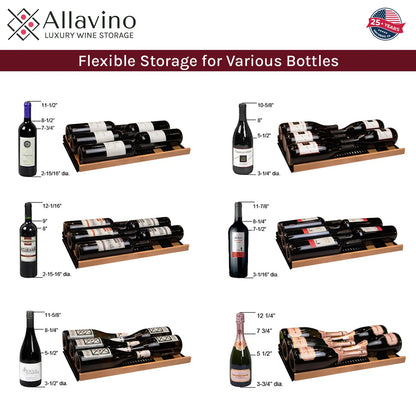 Allavino Reserva Series 67 Bottle 71" Tall Single Zone Right Hinge Panel Ready Overlay Shallow Wine Refrigerator with Wood Front Shelves