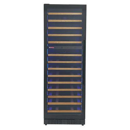 Allavino Reserva Series 67 Bottle 71" Tall Dual Zone Left Hinge Black Shallow Wine Refrigerator with Wood Front Shelves