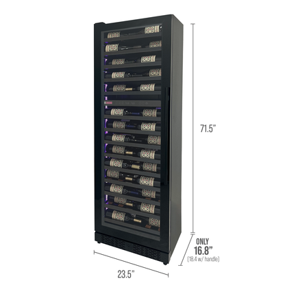 Allavino Reserva Series 67 Bottle 71" Tall Single Zone Left Hinge Black Shallow Wine Refrigerator Console