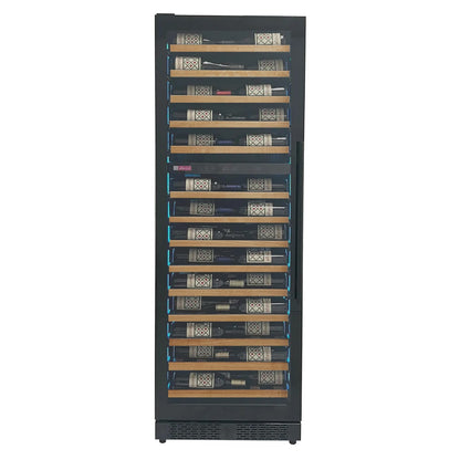 Allavino Reserva Series 67 Bottle 71" Tall Dual Zone Right Hinge Black Shallow Wine Refrigerator with Wood Shelf Fronts