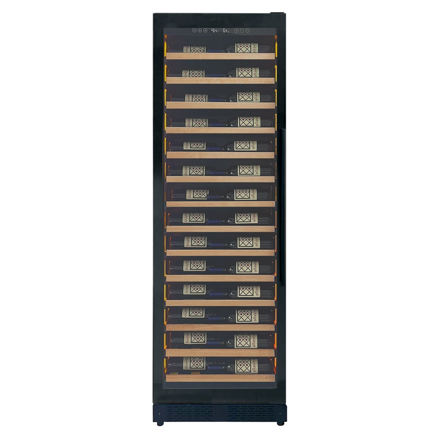 Allavino Reserva Series 67 Bottle 71" Tall Single Zone Left Hinge Black Shallow Wine Refrigerator with Wood Front Shelves