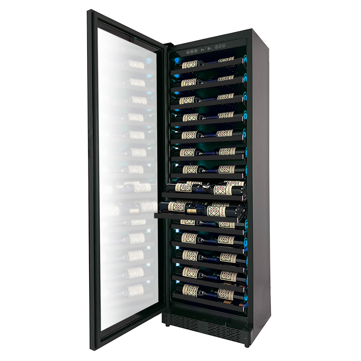 Allavino Reserva Series 67 Bottle 71" Tall Single Zone Left Hinge Black Shallow Wine Refrigerator Console