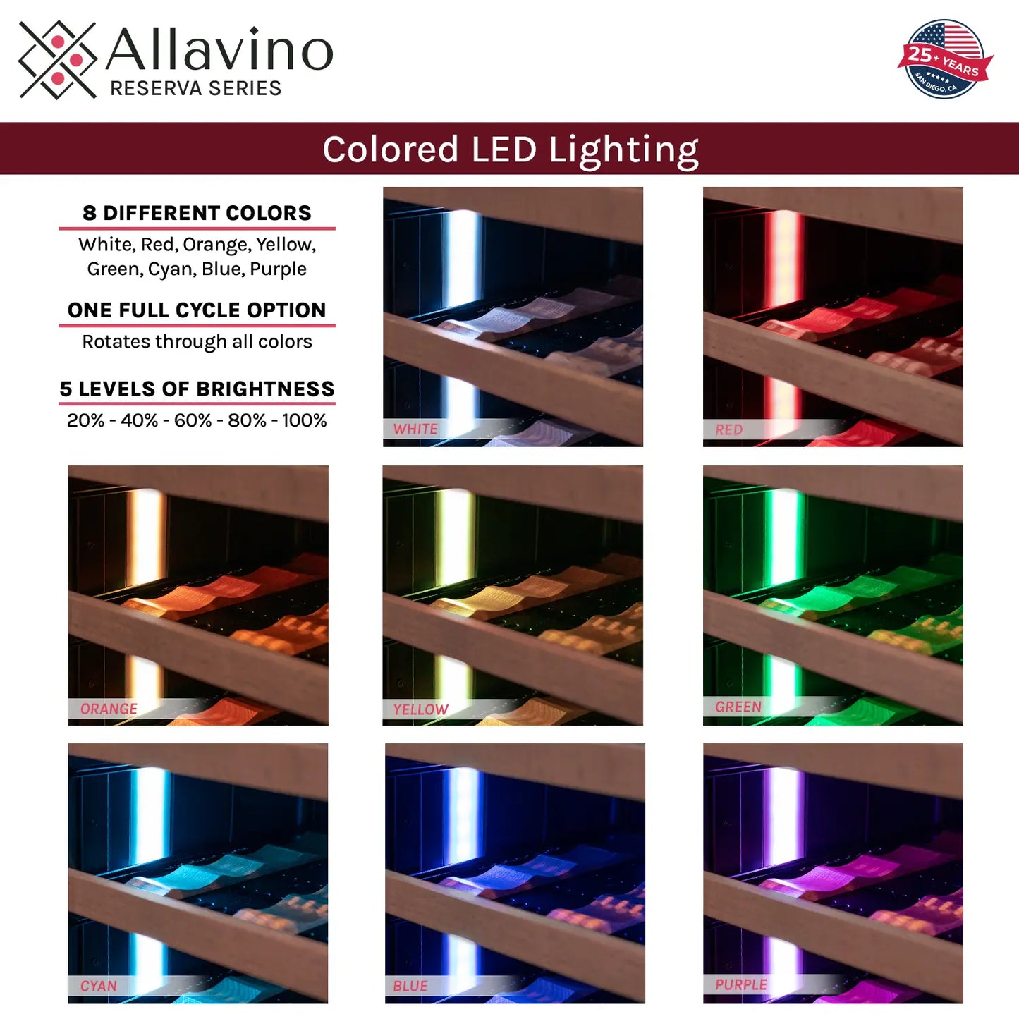 Allavino Reserva Series 67 Bottle 71" Tall Single Zone Right Hinge Panel Ready Overlay Shallow Wine Refrigerator with Wood Front Shelves
