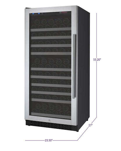 Allavino 24" Wide FlexCount II Tru-Vino 128 Bottle Single Zone Stainless Steel Left Hinge Wine Refrigerator