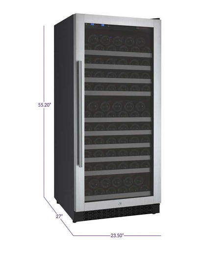 Allavino 24" Wide FlexCount II Tru-Vino 128 Bottle Single Zone Stainless Steel Right Hinge Wine Refrigerator