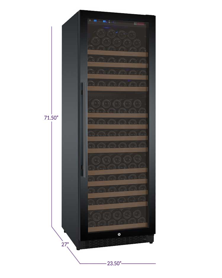 Allavino 24" Wide FlexCount II Tru-Vino 177 Bottle Single Zone Black Right Hinge Wine Refrigerator