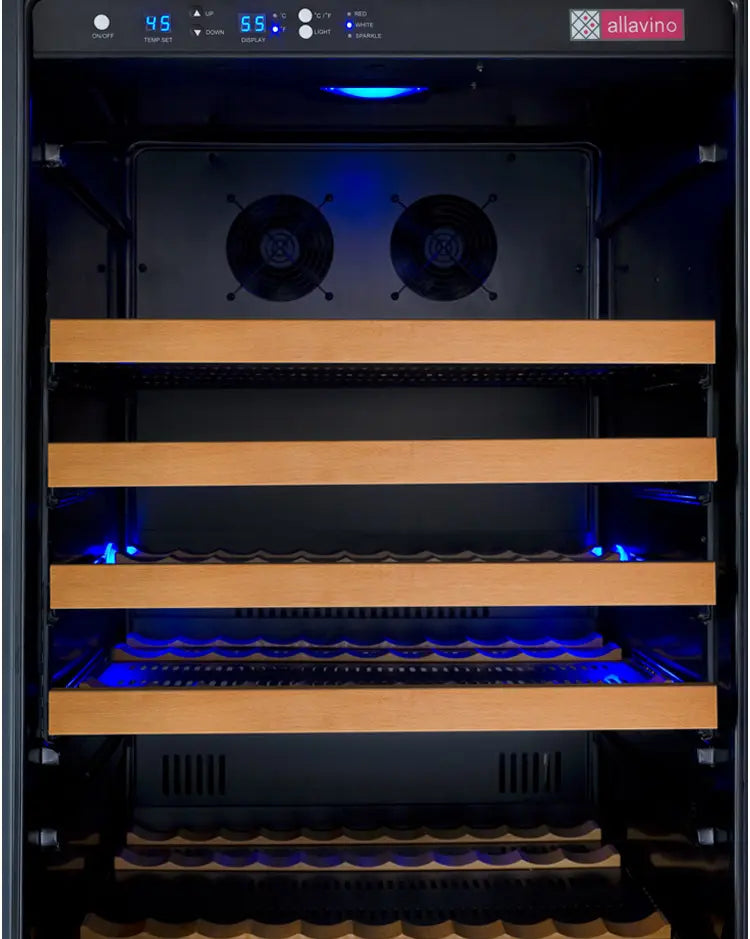 Allavino FlexCount Series 344 Bottle Four Zone Tall Side-by-Side Wine Refrigerators with Black Doors