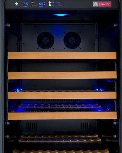 Allavino FlexCount Series 344 Bottle Four Zone Tall Side-by-Side Wine Refrigerators with Black Doors