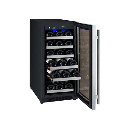 Allavino 15" Wide FlexCount II Tru-Vino 30 Bottle Single Zone Stainless Steel Right Hinge Wine Refrigerator