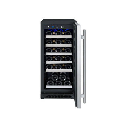 Allavino 15" Wide FlexCount II Tru-Vino 30 Bottle Single Zone Stainless Steel Right Hinge Wine Refrigerator