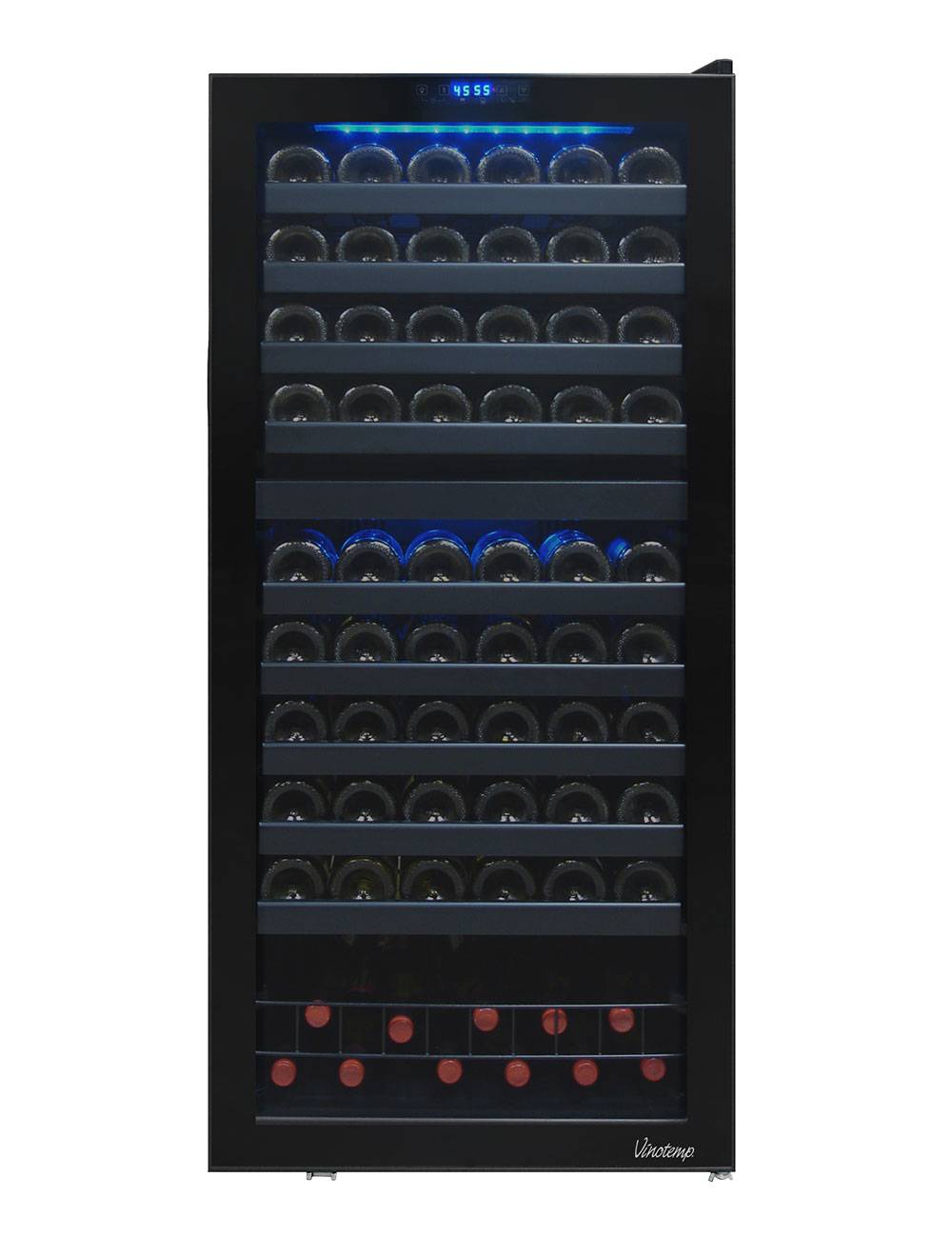 Vinotemp 110 Bottle Dual-Zone Wine Cooler, Black