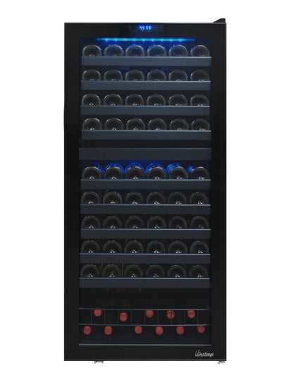 Vinotemp 110 Bottle Dual-Zone Wine Cooler, Black