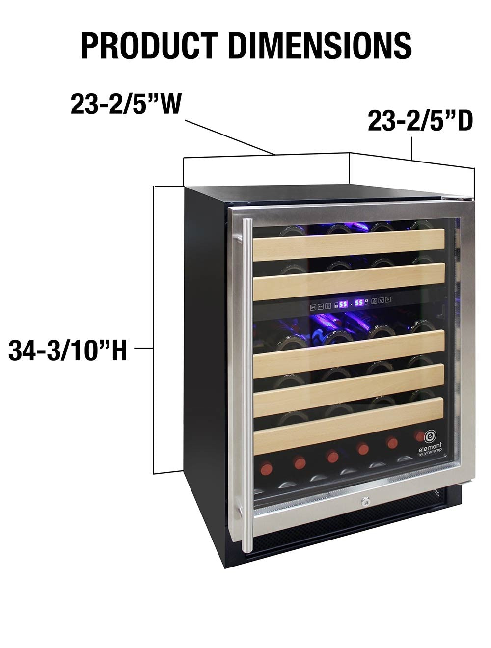 Vinotemp 46 Bottle Wine Cooler, Stainless