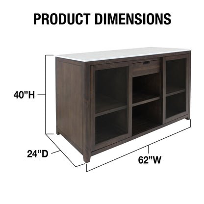 Vinotemp Wine Credenza with White Marble Tabletop