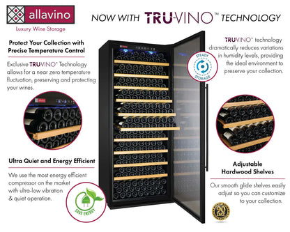 Allavino Vite II 610 Bottle Dual Zone Tall Side-by-Side Wine Refrigerators with Black Frame Glass Doors