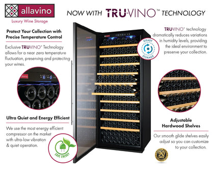 Allavino 32" Wide Vite II Tru-Vino 277 Bottle Single Zone Stainless Steel Right Hinge Wine Refrigerator