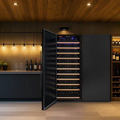 Allavino Vite II 610 Bottle Dual Zone Tall Side-by-Side Wine Refrigerators with Black Solid Doors