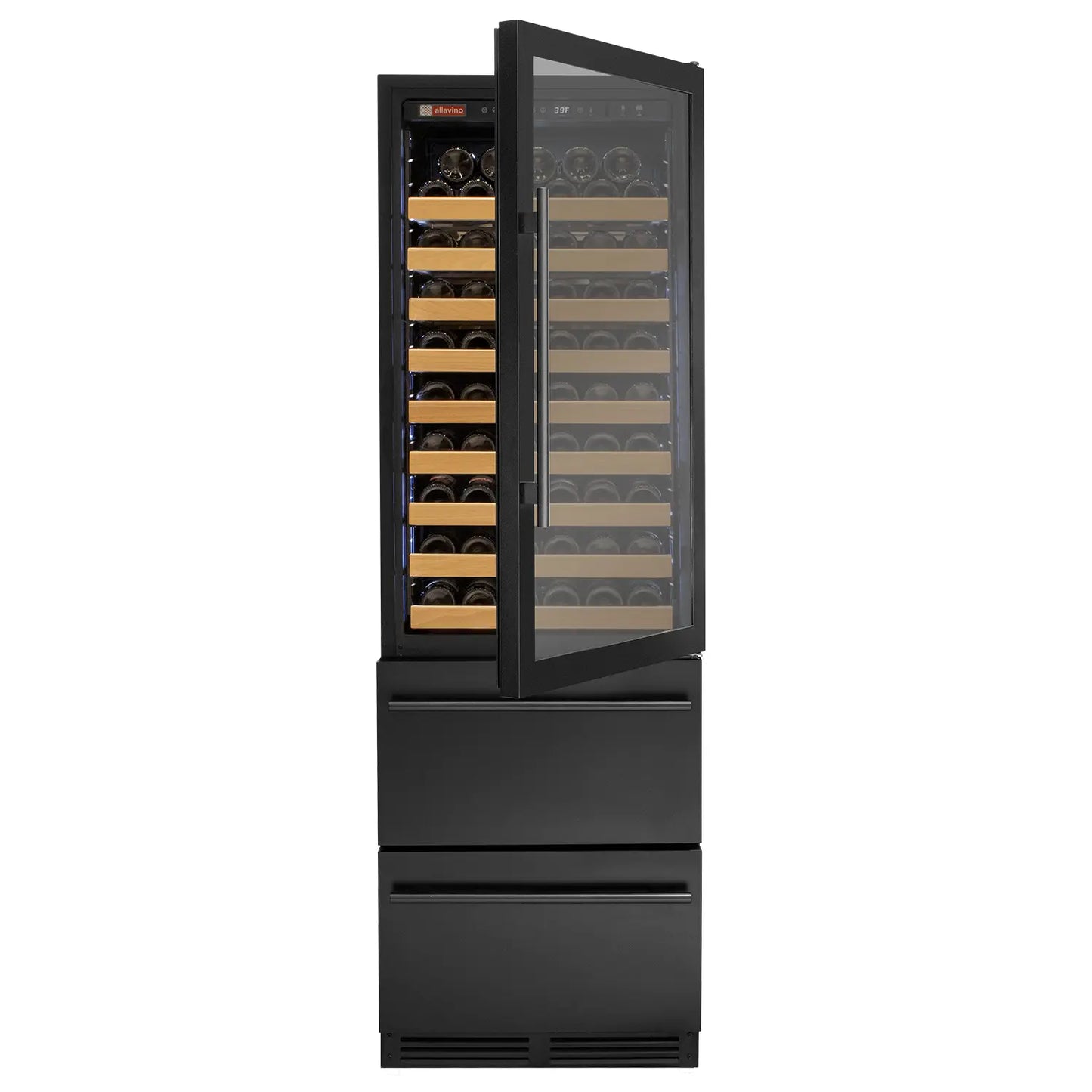 NEW**Allavino 108 Bottle Black Wine Refrigerator with Two Refrigerated Drawers