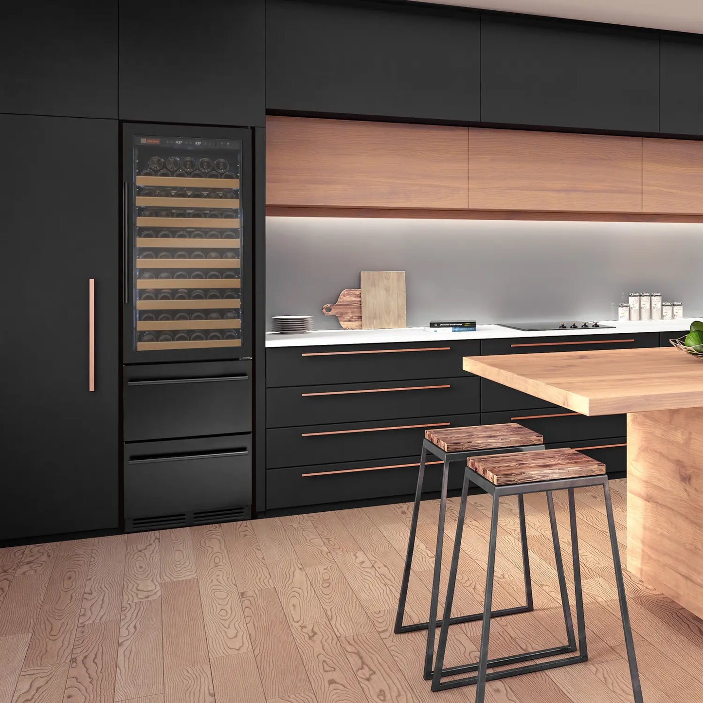 NEW**Allavino 108 Bottle Black Wine Refrigerator with Two Refrigerated Drawers