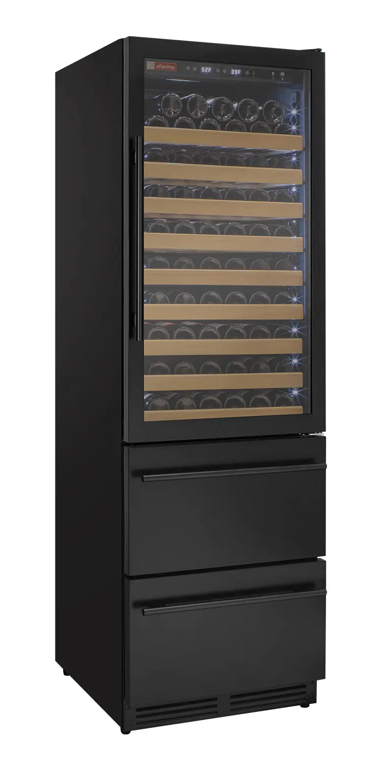 NEW**Allavino 108 Bottle Black Wine Refrigerator with Two Refrigerated Drawers