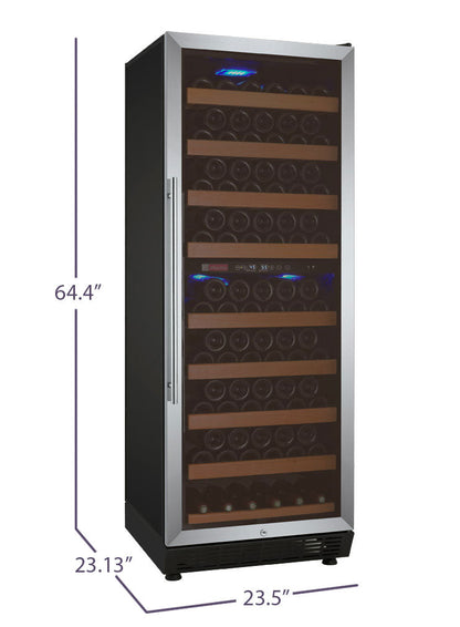 Allavino 24" Wide Vite II Tru-Vino 99 Bottle Dual Zone Stainless Steel Right Hinge Wine Refrigerator