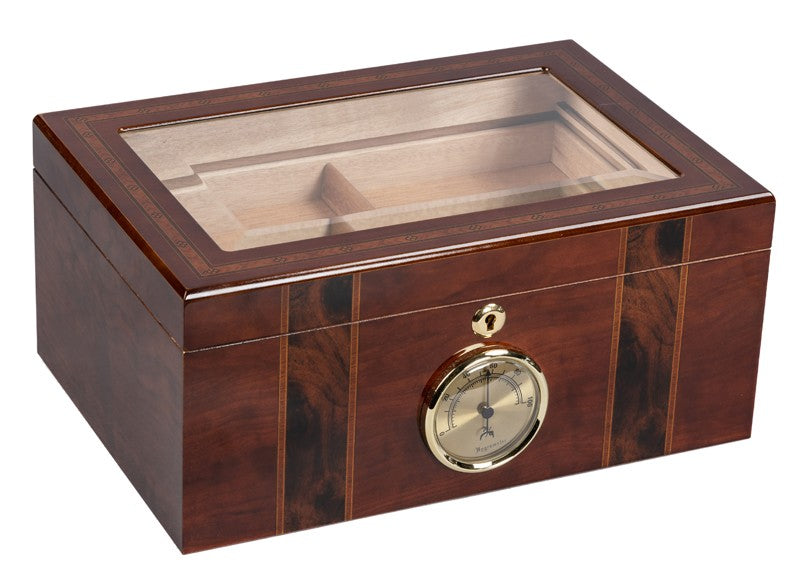 Prestige Import Group 100 Count Beveled Glass Top Humidor w/ External Hygro