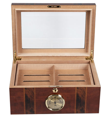 Prestige Import Group 100 Count Beveled Glass Top Humidor w/ External Hygro