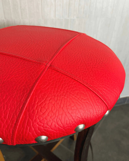Whiskey & Wine Barrel Stool — Memory Foam, Red Upholstery