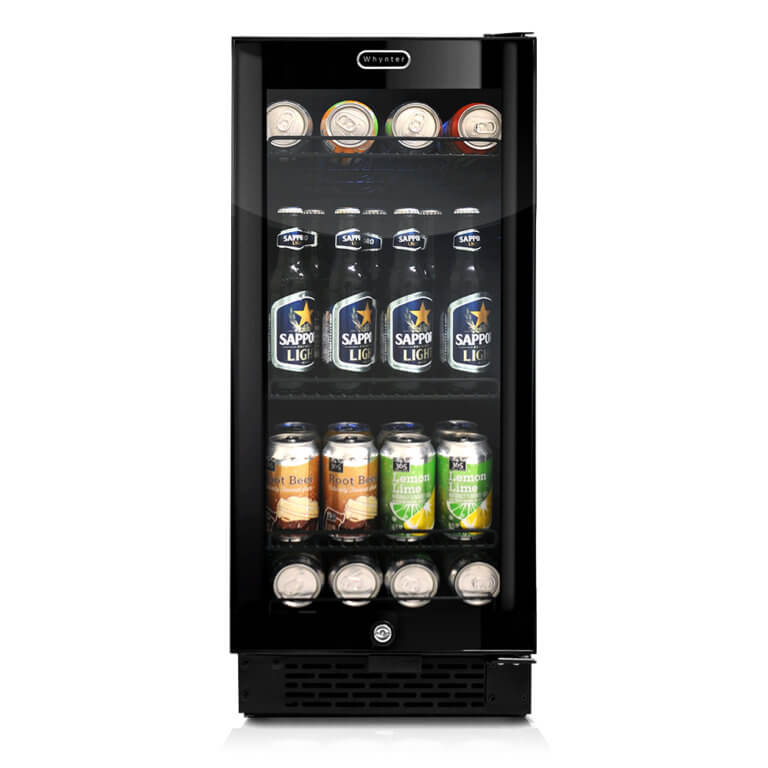 Whynter BBR-801BG 15" Built-in Black Glass 80-can capacity 3.4 cu ft. Beverage Refrigerator