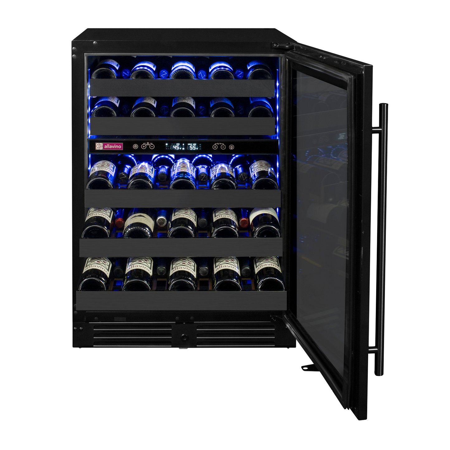 Allavino Reserva Series 50 Bottle Dual Zone Undercounter Wine Cooler Refrigerator with Black Stainless Steel Door - Right Hinge