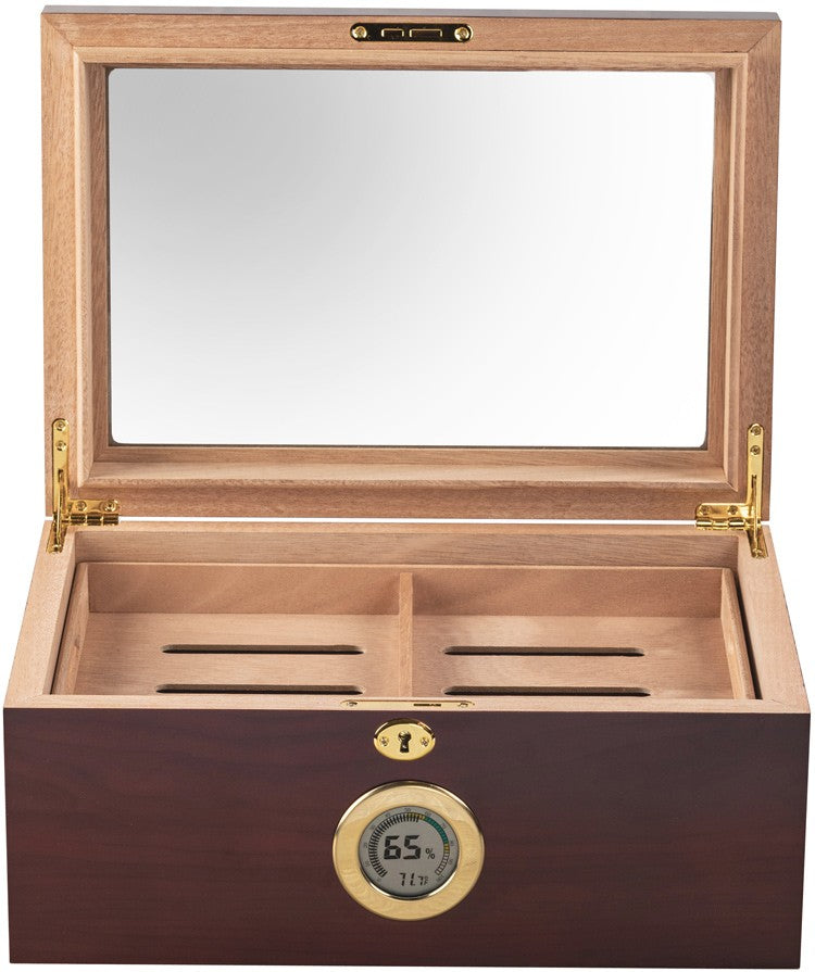 Prestige Import Group 100 Ct. Humidor w/ Glass Top & External Digital Hygrometer