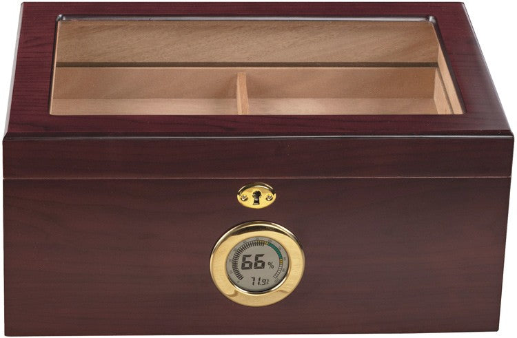 Prestige Import Group 100 Ct. Humidor w/ Glass Top & External Digital Hygrometer