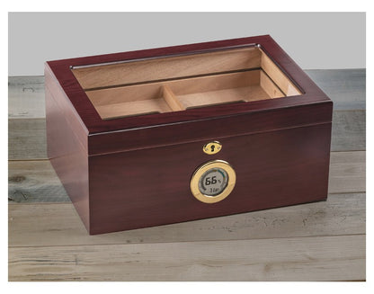 Prestige Import Group 100 Ct. Humidor w/ Glass Top & External Digital Hygrometer