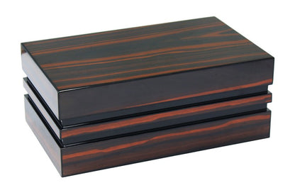 Prestige Import Group 120 Ct. Lacquer Ebony Humidor w/ Block Style Body & Contemporary Tray