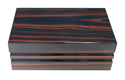 Prestige Import Group 120 Ct. Lacquer Ebony Humidor w/ Block Style Body & Contemporary Tray