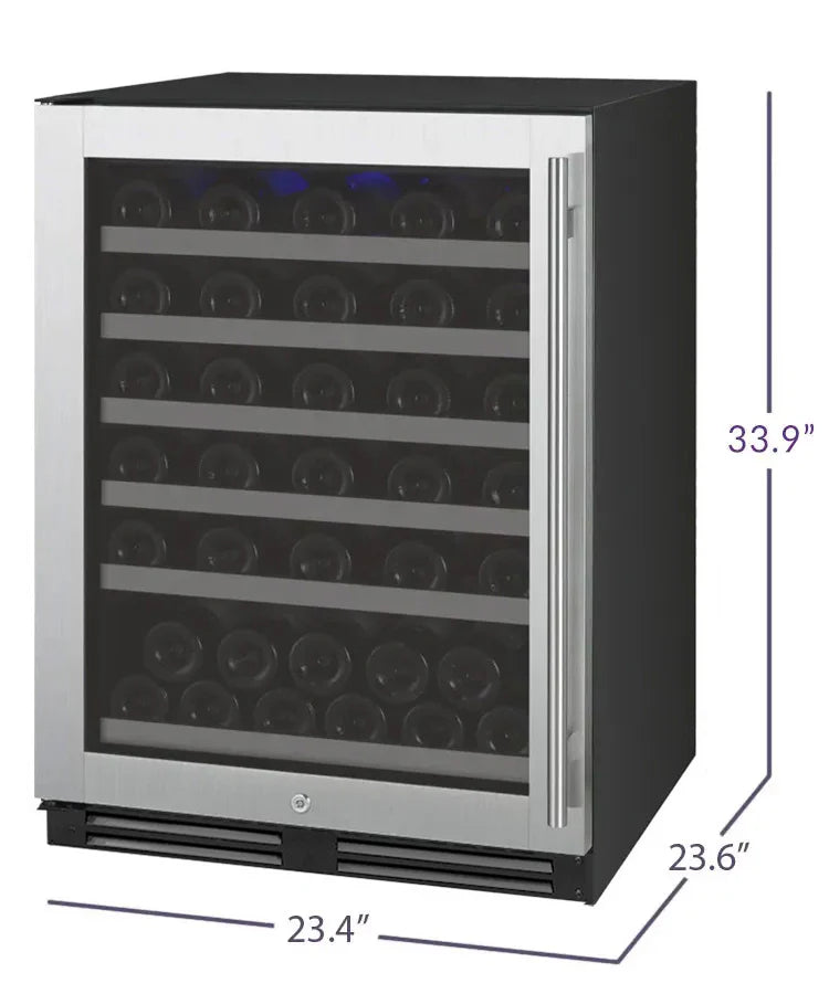 Allavino FlexCount Series 56 Bottle Single Zone Built-in Wine Cooler Refrigerator with Stainless Steel Door - Left Hinge