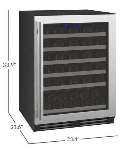 Allavino FlexCount Series 56 Bottle Single Zone Undercounter Wine Refrigerator with Stainless Steel Door - Right Hinge