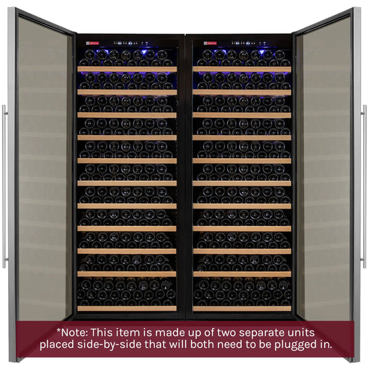 Allavino Vite Series 610 Bottle Dual Zone Freestanding Large Capacity Side-by-Side Wine Refrigerator with Solid Black Doors